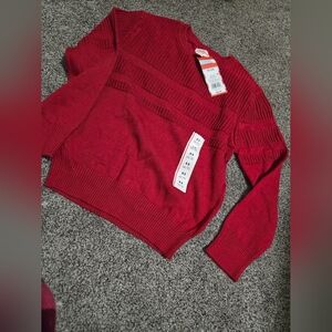 Cat & Jack Vibrant Red Crew Neck Sweater